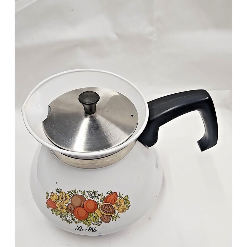 Vintage Corning Ware Spice of Life 6 cup Tea kettle 1970's with Lid Retro Kitsch - Picture 7 of 15